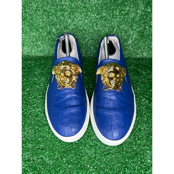 VERSACE Blue Croc Medusa Loafers Shoes Mens Size 41 - Picture 2 of 11
